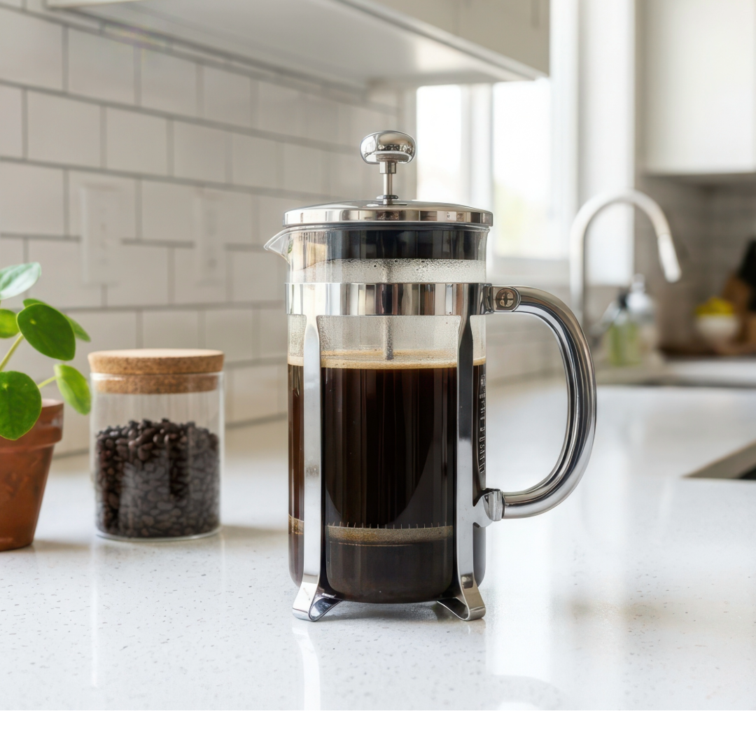 Photo of french press coffee brewer